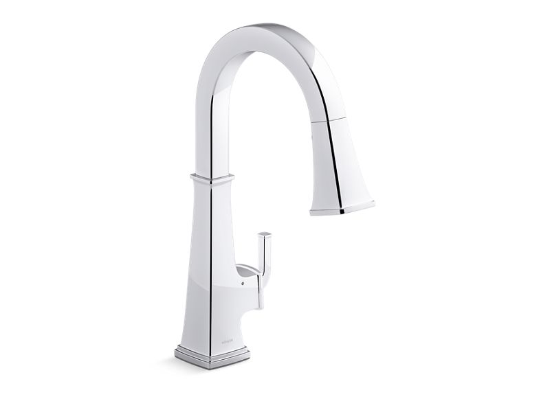 KOHLER K-23832-CP Polished Chrome Riff Touchless pull-down kitchen sink faucet with three-function sprayhead