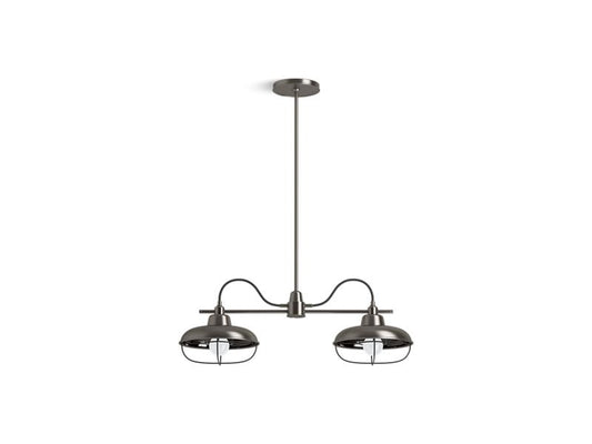 KOHLER K-23660-CH02-VNL Valiant Nickel Modern Farm Two-light linear chandelier