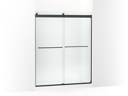 KOHLER K-706015-D3-BL Matte Black Levity Sliding shower door, 74" H x 56-5/8 - 59-5/8" W, with 1/4" thick Frosted glass