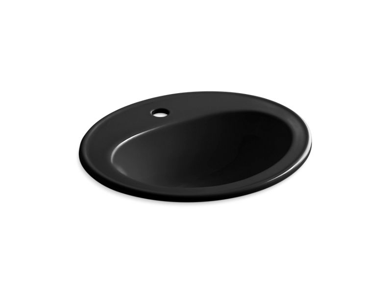 KOHLER K-2196-1-7 Black Black Pennington Drop-in bathroom sink with single faucet hole