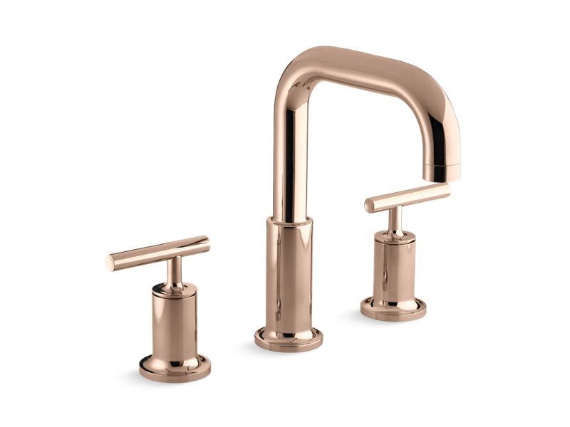 KOHLER K-T14428-4-RGD Purist Deck-Mount Bath Faucet Trim With Lever Handles In Vibrant Rose Gold