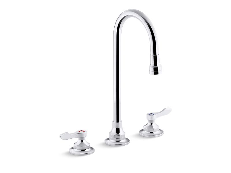 KOHLER K-800T70-4AKA-CP Polished Chrome Triton Bowe 1.0 gpm widespread bathroom sink faucet with aerated flow, gooseneck spout and lever handles, drain not included