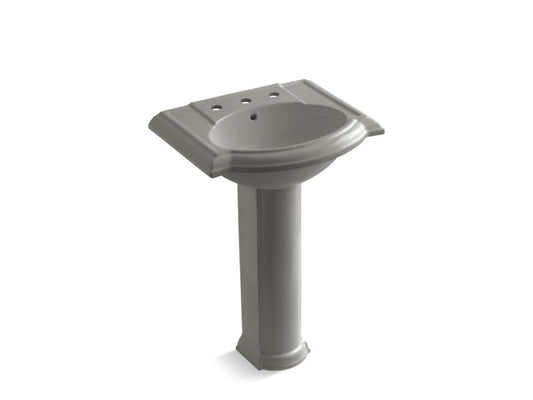 KOHLER K-2286-8-K4 Cashmere Devonshire 24" pedestal bathroom sink with 8" widespread faucet holes