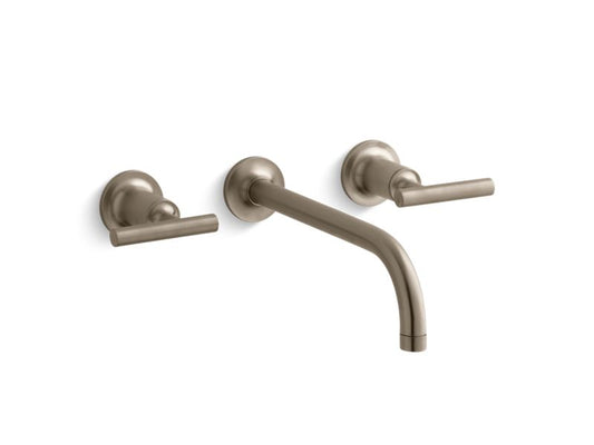 KOHLER K-T14414-4-BV Vibrant Brushed Bronze Purist Widespread wall-mount bathroom sink faucet trim with lever handles, 1.2 gpm
