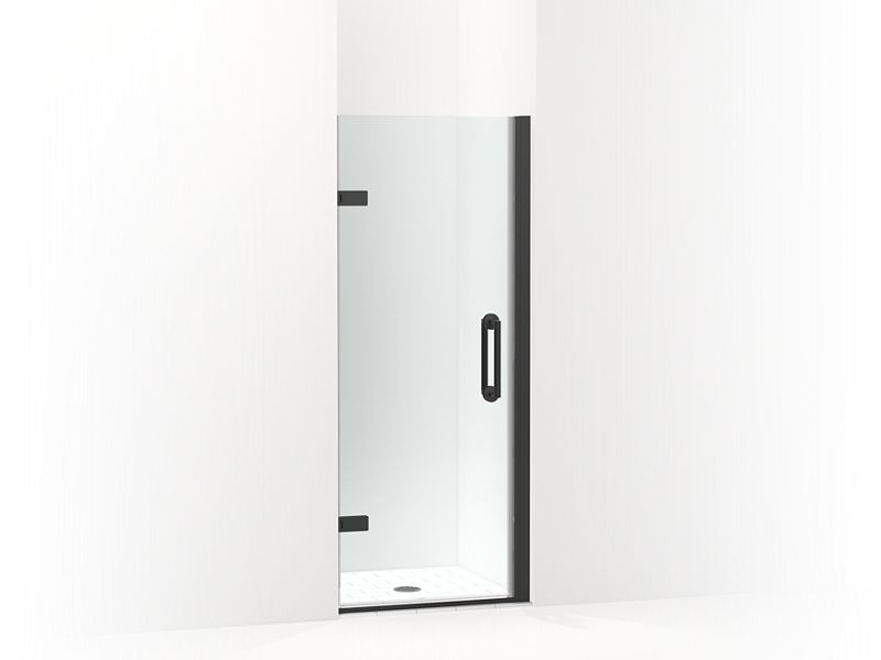 KOHLER K-27577-10L-BL Matte Black Components Frameless pivot shower door, 71-5/8" H x 27-5/8 - 28-3/8" W, with 3/8" thick Crystal Clear glass