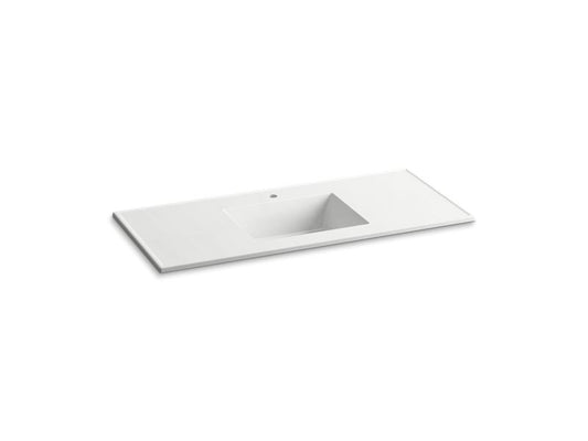 KOHLER K-2783-1-G81 Ceramic/Impressions 49" rectangular vanity-top bathroom sink with single faucet hole
