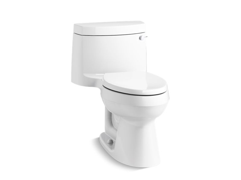 KOHLER K-3828-RA-0 White Cimarron One-piece elongated 1.28 gpf chair height toilet with right-hand trip lever, and Quiet-Close seat