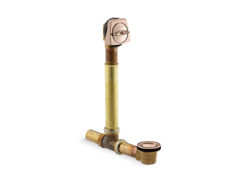 KOHLER Clearflo K-7161-AF-RGD Vibrant Rose Gold 1-1/2" adjustable pop-up drain with above- or through-the-floor installations for 17"-24" deep baths