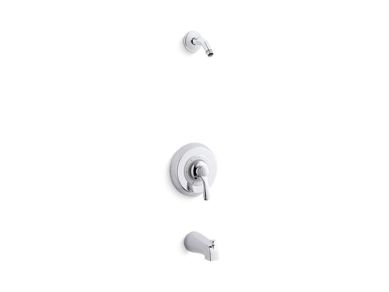 KOHLER K-TLS12007-4S-CP Fairfax Rite-Temp(R) bath and shower trim set with lever handle and slip-fit spout, less showerhead