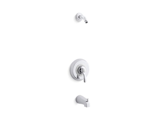KOHLER K-TLS12007-4S-CP Fairfax Rite-Temp(R) bath and shower trim set with lever handle and slip-fit spout, less showerhead