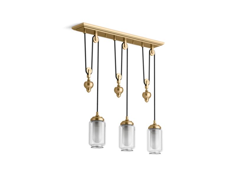 KOHLER K-22659-CH03-BGL Artifacts 27-1/2" Adjustable Linear Chandelier In Moderne Brushed Gold