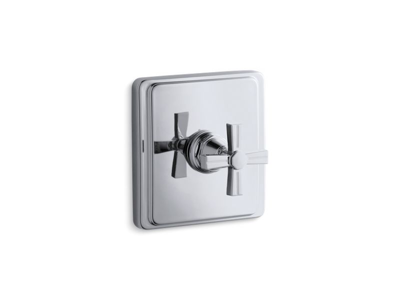 KOHLER Pinstripe K-T13173-3B-CP Polished Chrome MasterShower temperature control valve trim with Cross handle