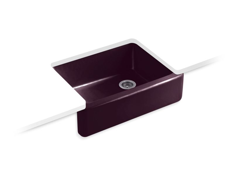 KOHLER K-6487-PLM Whitehaven 29-11/16" x 21-9/16" x 9-5/8" Undermount single-bowl farmhouse kitchen sink