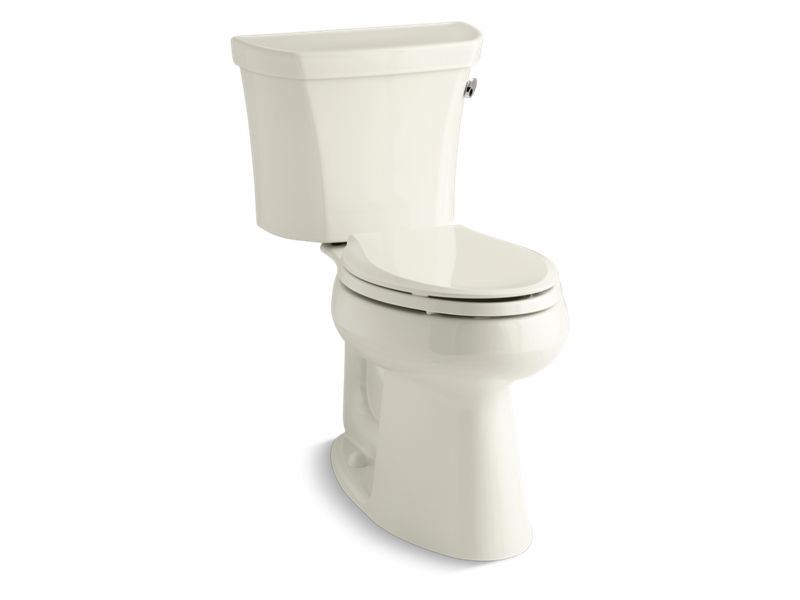 KOHLER K-3889-RZ-96 Biscuit Highline Two-piece elongated 1.28 gpf chair height toilet with right-hand trip lever, tank cover locks, insulated tank and 10" rough-in
