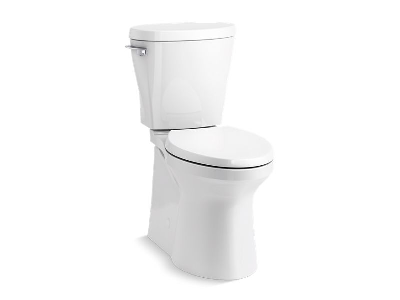 KOHLER K-20197-0 White Betello Two-piece elongated toilet with skirted trapway, 1.28 gpf