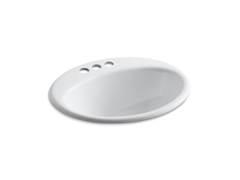 KOHLER K-2905-4-0 White Farmington Drop-in bathroom sink with 4" centerset faucet holes