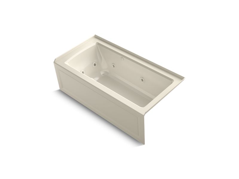 KOHLER Archer K-1947-XGHRA-47 Almond 60" x 30" alcove Heated BubbleMassage air bath and whirlpool, right drain