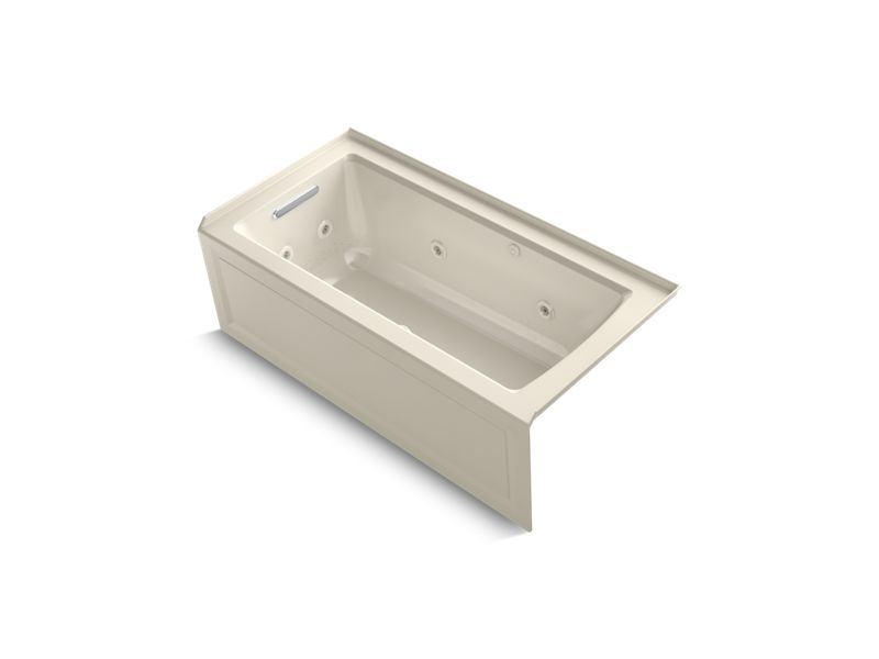 KOHLER Archer K-1947-XGHLA-47 Almond 60" x 30" alcove Heated BubbleMassage air bath and whirlpool, left drain
