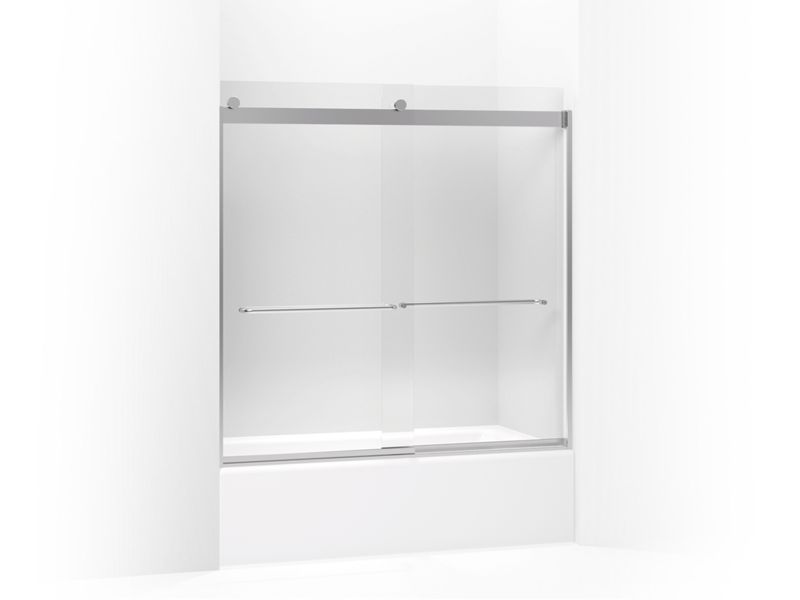 KOHLER K-706005-L-SH Levity Sliding bath door, 59-3/4" H x 54 - 57" W, with 1/4" thick Crystal Clear glass