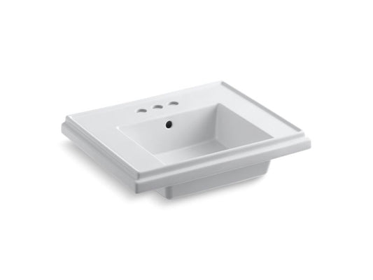 KOHLER K-2757-4-0 White Tresham 24" pedestal bathroom sink basin with 4" centerset faucet holes