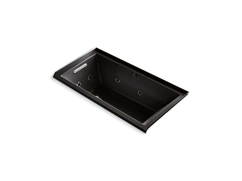 KOHLER K-1167-XHGHL-7 Black Black Underscore 60" x 30" Heated BubbleMassage air bath with whirlpool, alcove, left drain