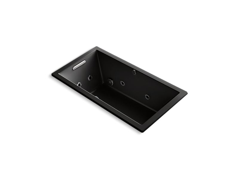 KOHLER K-1168-XHGH-7 Black Black Underscore 60" x 32" Heated BubbleMassage air bath with whirlpool, end drain