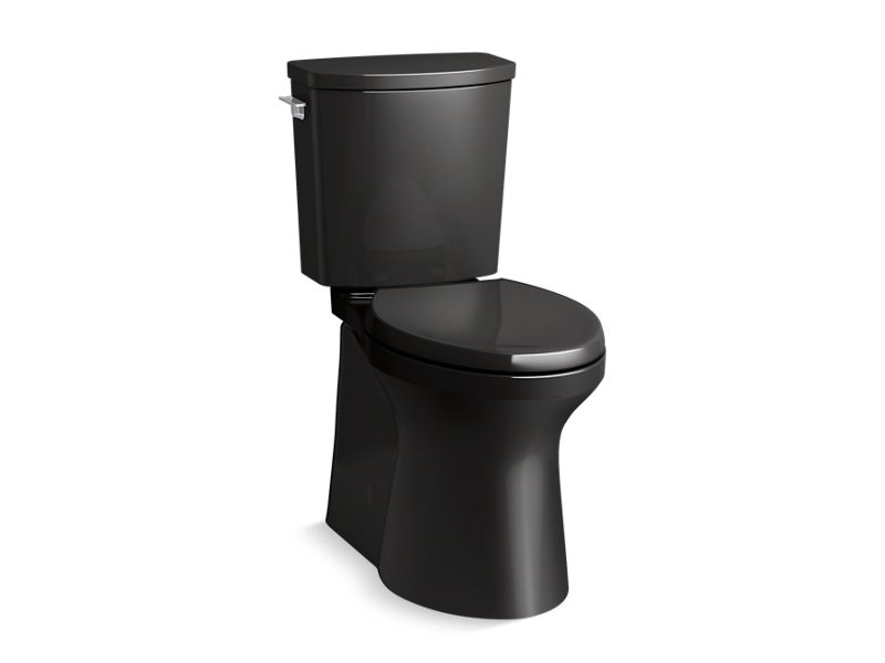 KOHLER K-20450-7 Irvine Two-piece elongated toilet with skirted trapway, 1.28 gpf In Black Black