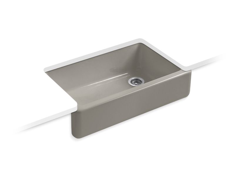 KOHLER K-6489-K4 Whitehaven Undermount single-bowl farmhouse kitchen sink with tall apron