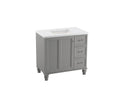 KOHLER K-CM99520-BD1-1WT Damask 36" Bathroom Vanity Cabinet With Sink And Quartz Top In Mohair Grey