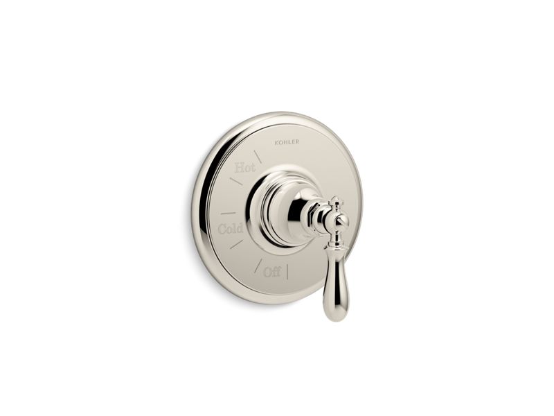 KOHLER K-TS72767-9M-SN Vibrant Polished Nickel Artifacts Rite-Temp valve trim with swing lever handle