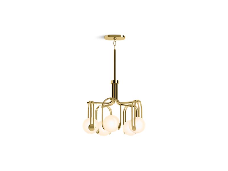 KOHLER K-32382-CH05-2PL Kraga 24" Five-light chandelier in Polished Brass