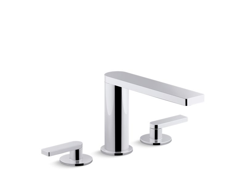 KOHLER K-73060-4-CP Polished Chrome Composed Widespread bathroom sink faucet with lever handles, 1.2 gpm