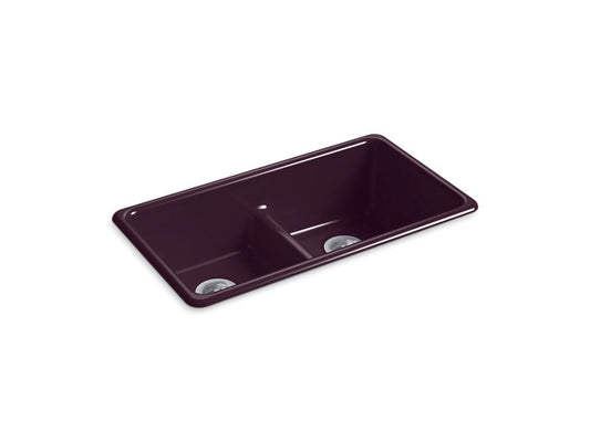KOHLER K-5312-PLM Iron/Tones 33" x 18-3/4" x 9-5/8" Smart Divide top-mount/undermount double-equal kitchen sink