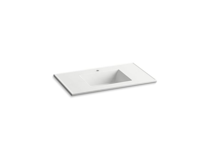 KOHLER K-2781-1-G81 Ceramic/Impressions 37" rectangular vanity-top bathroom sink with single faucet hole