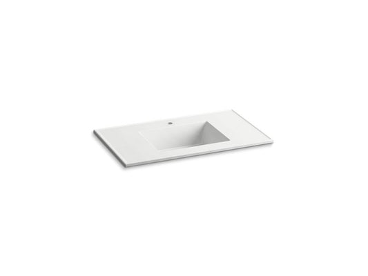 KOHLER K-2781-1-G81 Ceramic/Impressions 37" rectangular vanity-top bathroom sink with single faucet hole