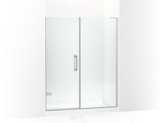 KOHLER K-27617-10L-BNK Anodized Brushed Nickel Components Frameless pivot shower door, 71-3/4" H x 57-1/4 - 58" W, with 3/8" thick Crystal Clear glass
