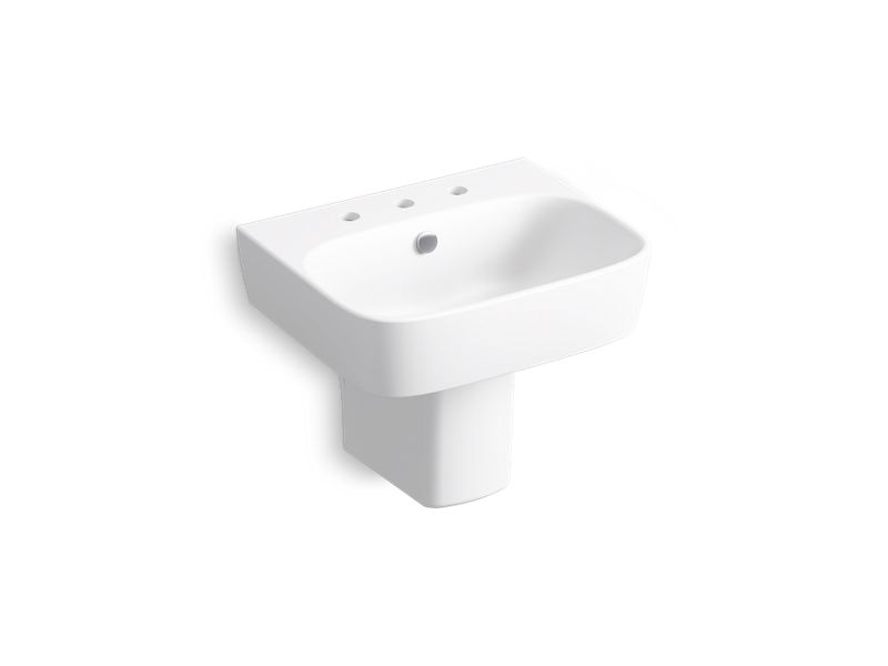 KOHLER K-77768-8-0 White ModernLife 21-3/4" rectangular wall-mount bathroom sink