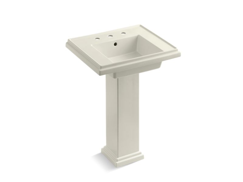 KOHLER K-2844-8-96 Tresham 24" pedestal bathroom sink with 8" widespread faucet holes