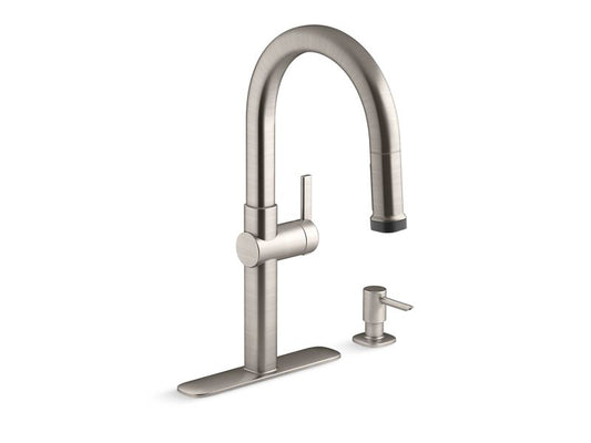 KOHLER K-R22153-SD-VS Vibrant Stainless Rune Pull-down kitchen faucet with soap/lotion dispenser