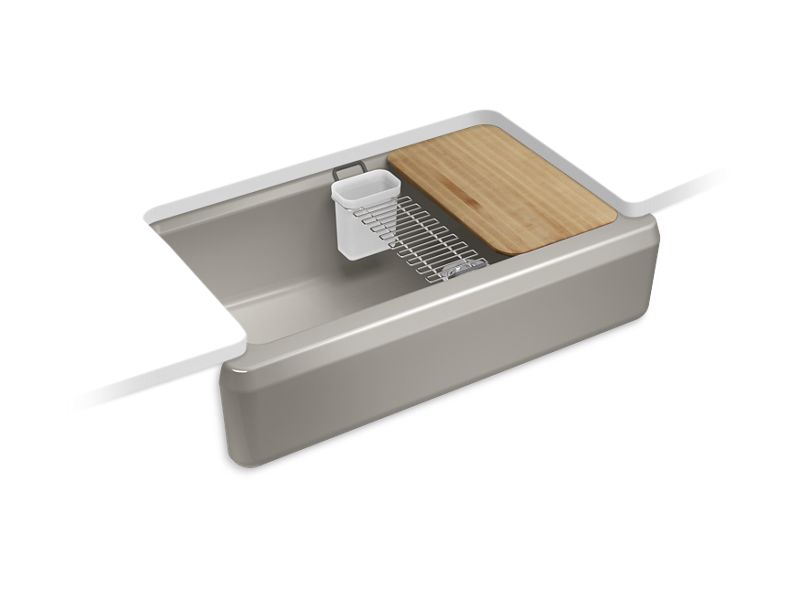 KOHLER K-24564-K4 Riverby Undermount single-bowl farmhouse workstation kitchen sink with tall apron