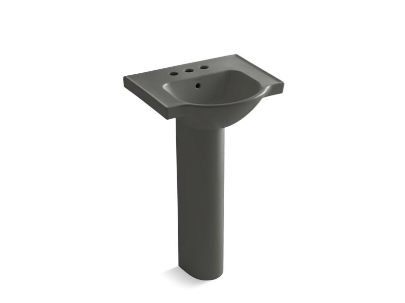 KOHLER Veer K-5265-4-58 Thunder Grey 21" rectangular pedestal bathroom sink