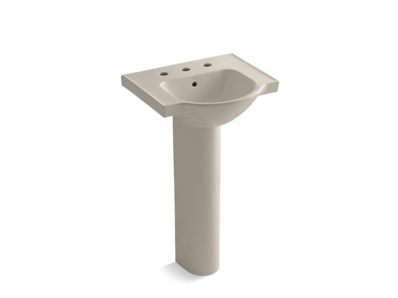 KOHLER Veer K-5265-8-G9 Sandbar 21" rectangular pedestal bathroom sink