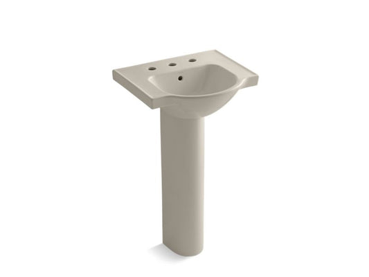 KOHLER K-5265-8-G9 Sandbar Veer 21" pedestal bathroom sink with 8" widespread faucet holes