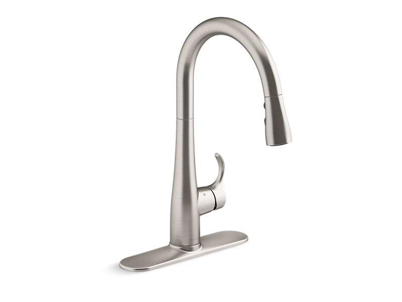 KOHLER K-22036-VS Vibrant Stainless Simplice Touchless pull-down kitchen sink faucet with three-function sprayhead