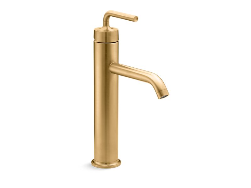 KOHLER K-14404-4A-2MB Vibrant Brushed Moderne Brass Purist Tall single-handle bathroom sink faucet with lever handle, 1.2 gpm