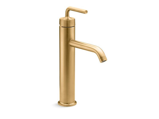 KOHLER K-14404-4A-2MB Vibrant Brushed Moderne Brass Purist Tall single-handle bathroom sink faucet with lever handle, 1.2 gpm