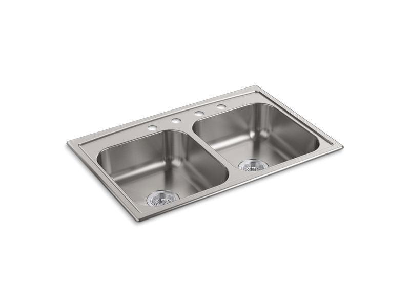 KOHLER K-4015-4-NA Toccata 33" x 22" x 6" top-mount double-equal bowl kitchen sink
