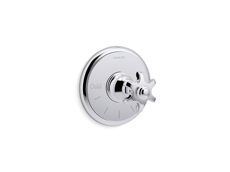 KOHLER K-T72769-3M-CP Polished Chrome Artifacts MasterShower temperature control valve trim with prong handle
