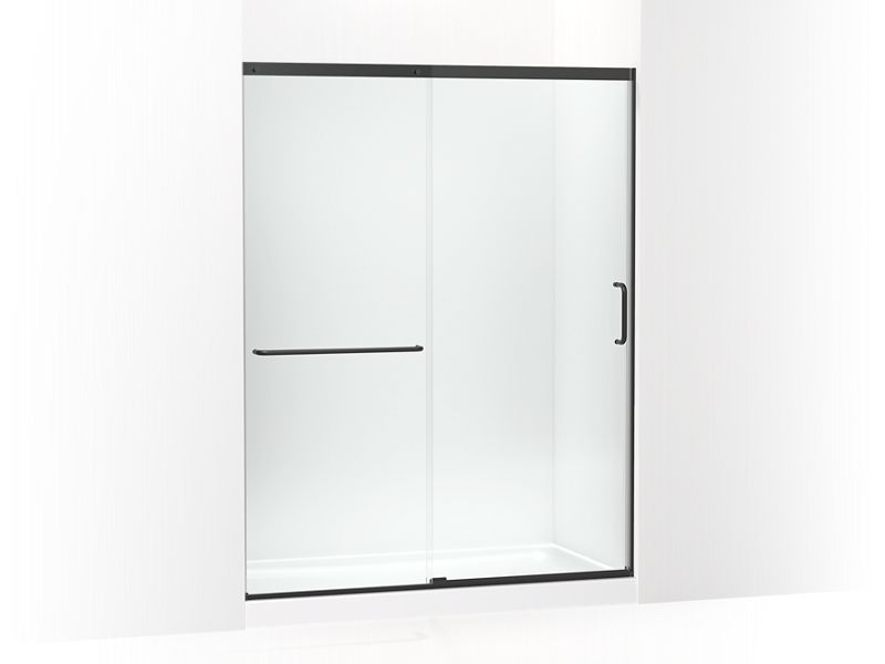 KOHLER K-707615-8L-BL Matte Black Elate Tall 75-1/2" H sliding shower door with 5/16" - thick glass