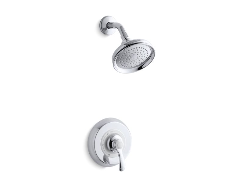 KOHLER K-TS12014-4-CP Fairfax Rite-Temp(R) shower valve trim with lever handle and 2.5 gpm showerhead